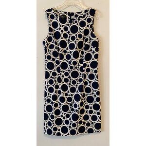 AGB Dress Sleeveless Circle Print Navy & White Size 8
